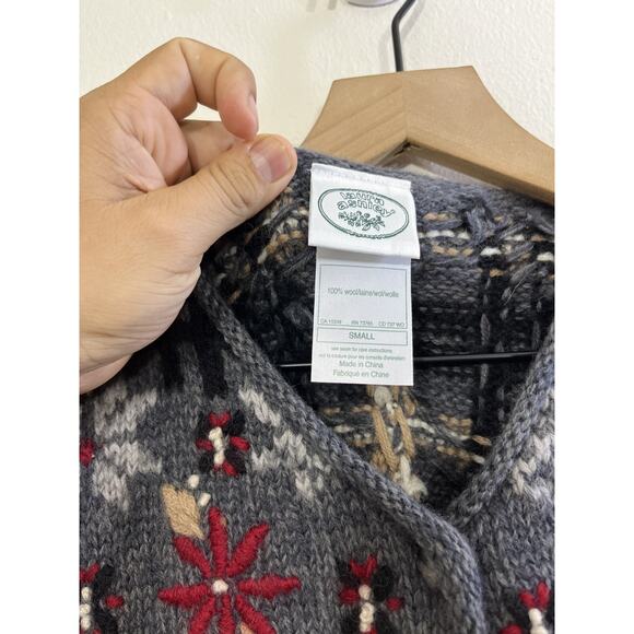 90s Cottagecore Grandma Wool Knit S Windowpane Plaid Vest Rustic Grunge Cozy Y2K - Picture 5 of 12